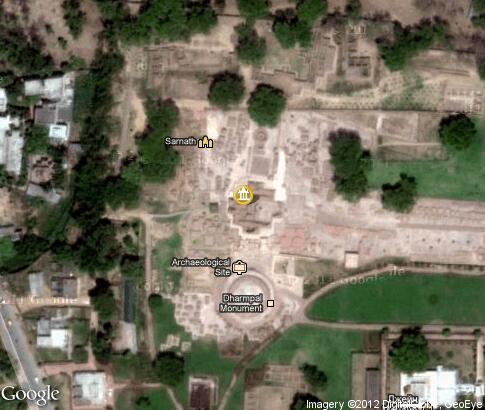 map: Ruins of a temple at Sarnath