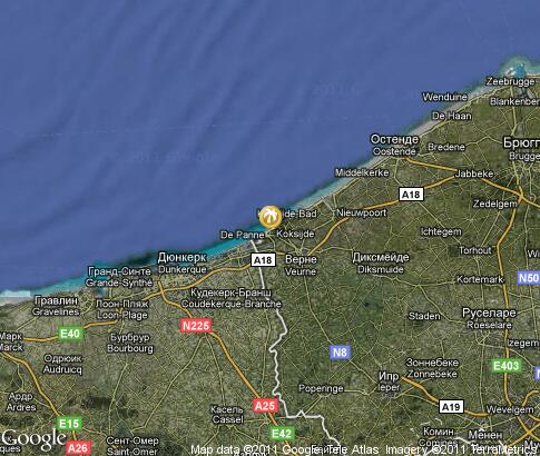 map: Seaside resorts in Belgium