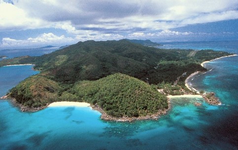 Praslin is one of the largest islands of archipelago, mountainous landscape; the only place in the world, where grows unique palm of Seychelles - Coco de Mer