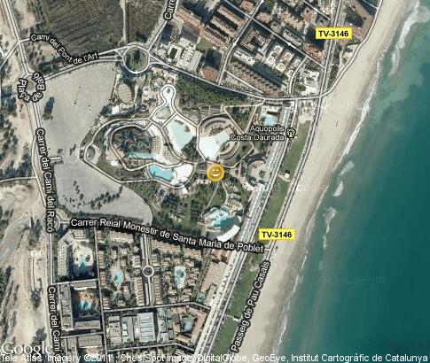 map: Aquopolis waterpark in La Pineda